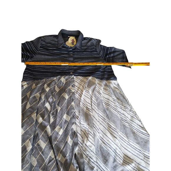 Babydoll 100% cotton layering Mix Fabric Shirt Swing Mix Pattern Dress S - Picture 5 of 7